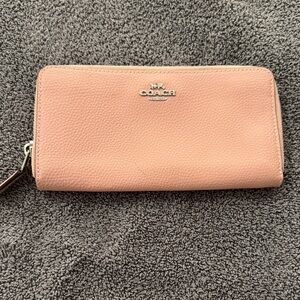Coach Pink Pebbled Leather Zip Wallet